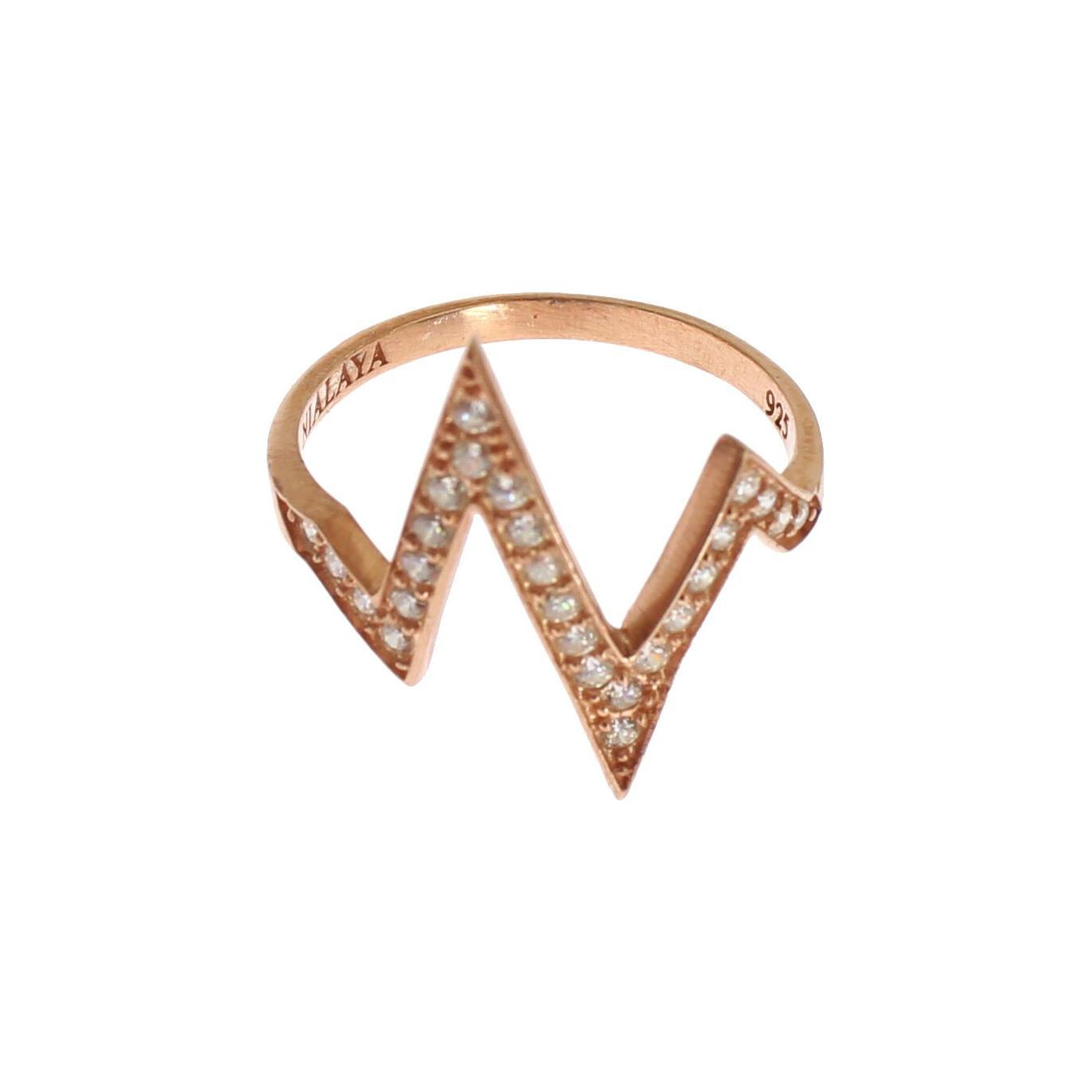 Nialaya Pink Gold 925 Silver Womens Clear Ring Nialaya