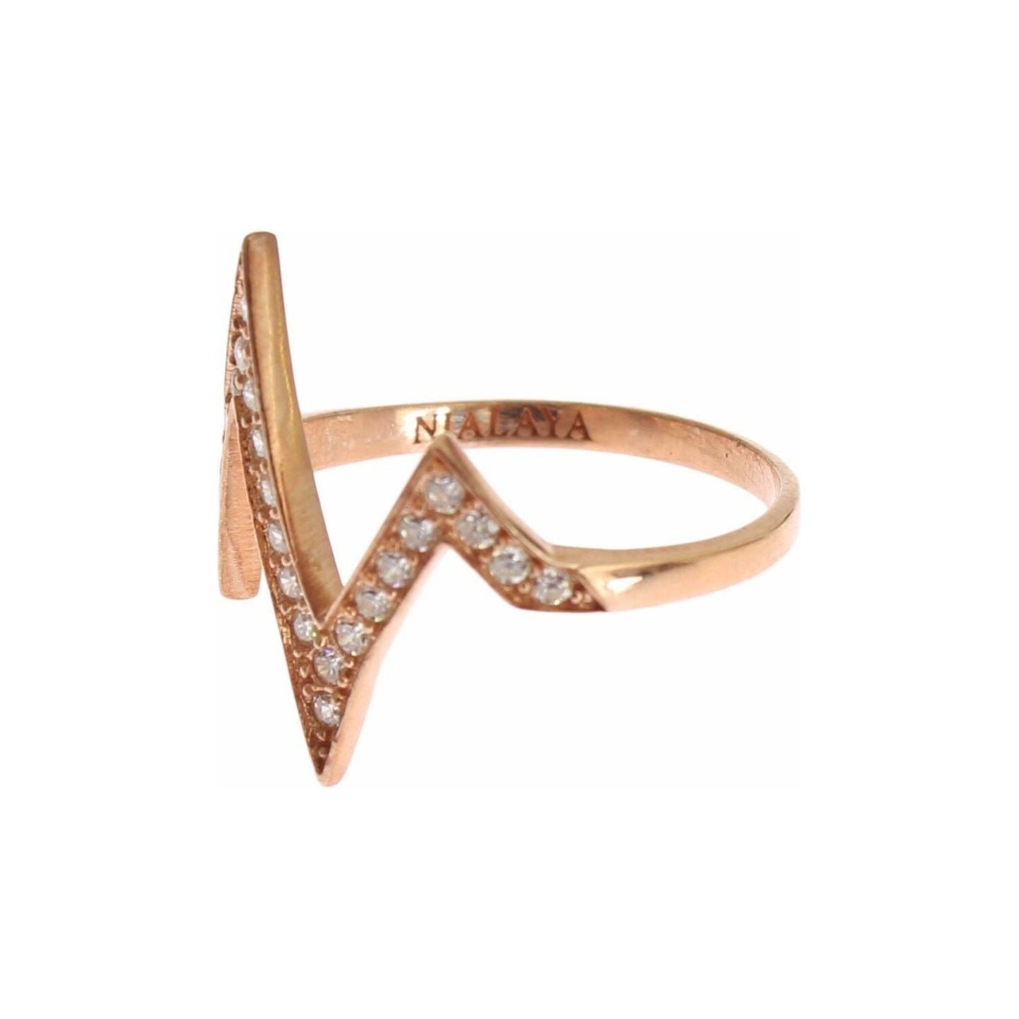Nialaya Pink Gold 925 Silver Womens Clear Ring Nialaya