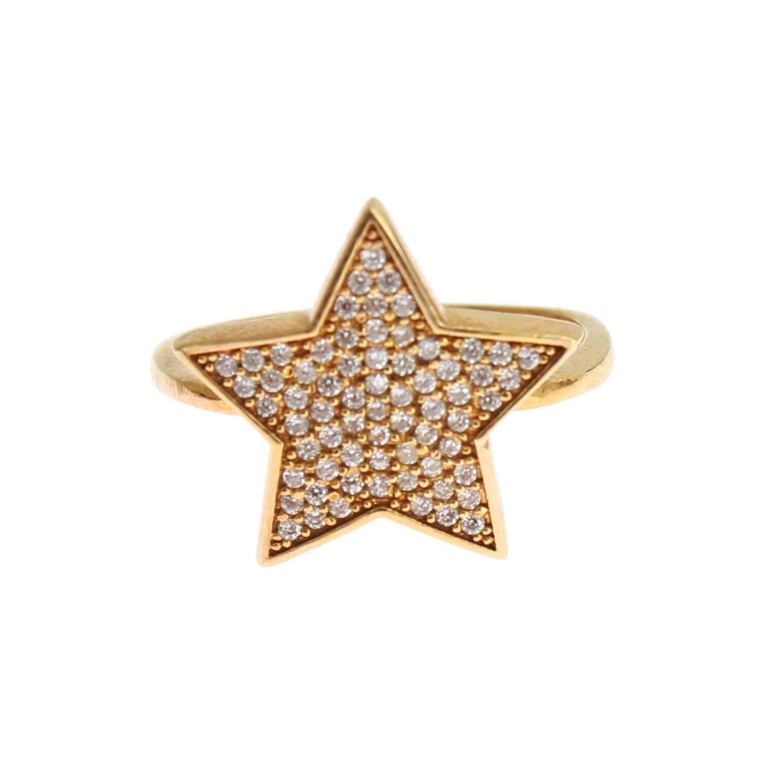 Nialaya Star Gold 925 Silver Womens Clear Ring