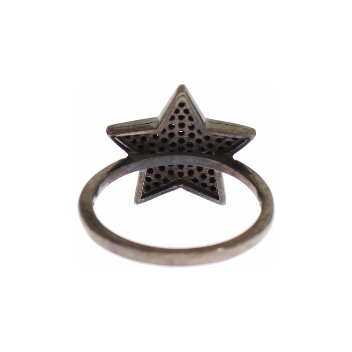 Nialaya Black CZ Star 925 Silver Womens Ring Nialaya