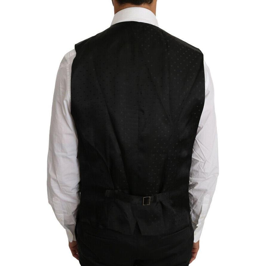 Dolce & Gabbana Black Solid Wool Silk Vest Dolce & Gabbana