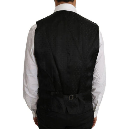 Dolce & Gabbana Black Solid Wool Silk Vest Dolce & Gabbana