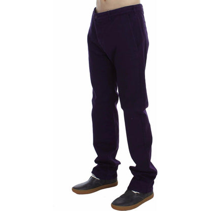 GF Ferre Purple Cotton Stretch Purple Fit Pants GF Ferre