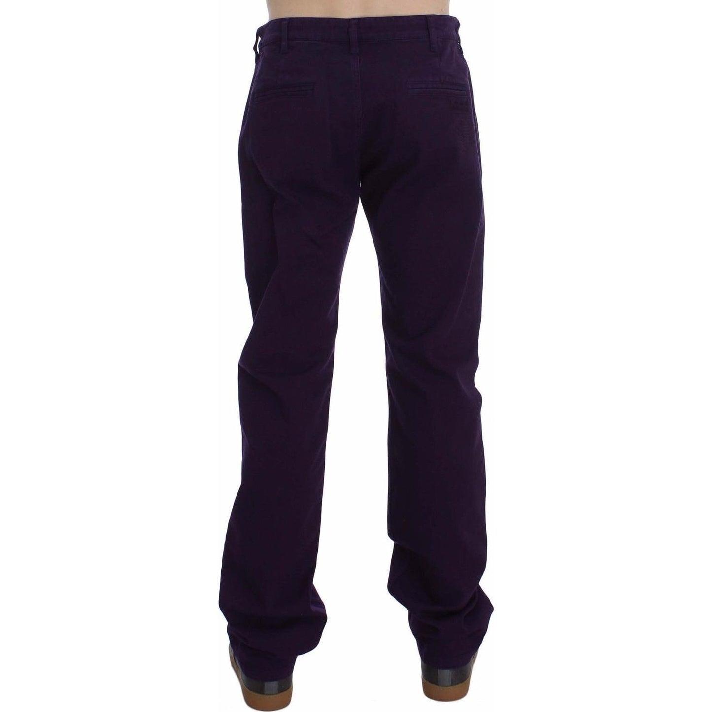 GF Ferre Purple Cotton Stretch Purple Fit Pants GF Ferre