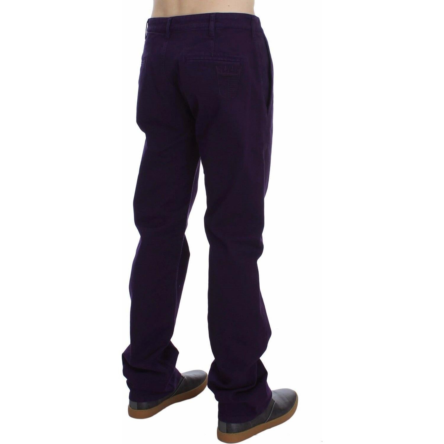 GF Ferre Purple Cotton Stretch Purple Fit  Pants