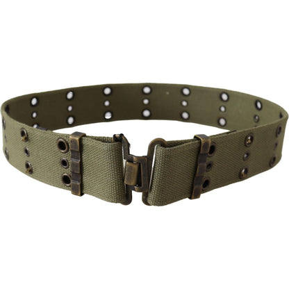 Ermanno Scervino Green 100% Cotton Rustic Bronze Buckle Belt Ermanno Scervino