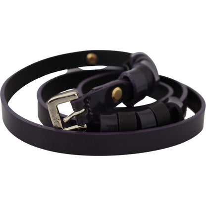 GF Ferre Black Leather Thin Gold Metal Chrome Buckle Belt GF Ferre