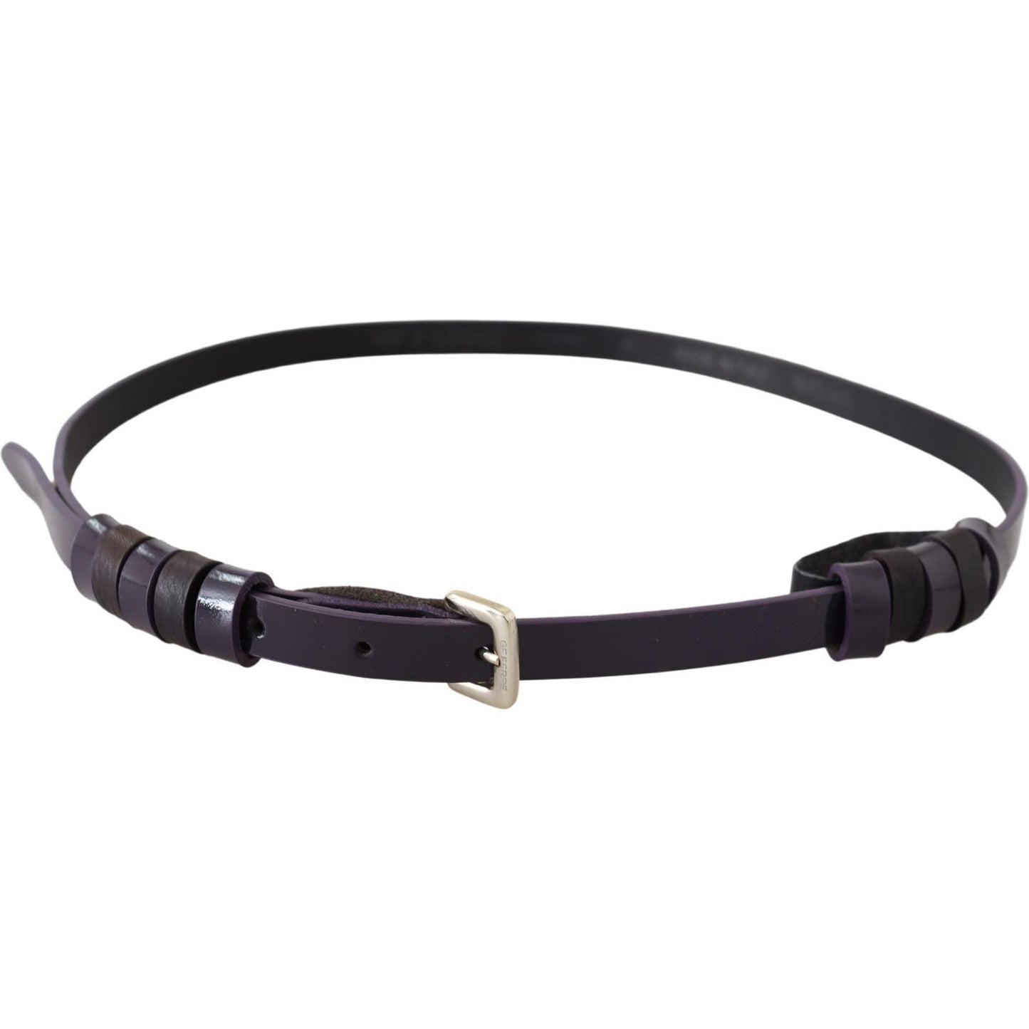 GF Ferre Black Leather Thin Gold Metal Chrome Buckle Belt GF Ferre