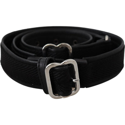 GF Ferre Black Leather Silver Chrome Metal Buckle Belt GF Ferre