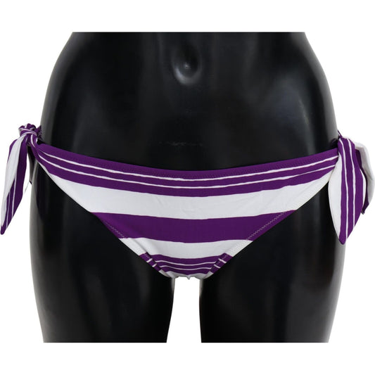 Dolce & Gabbana Purple White Stripes Beachwear Bikini Bottom Dolce & Gabbana
