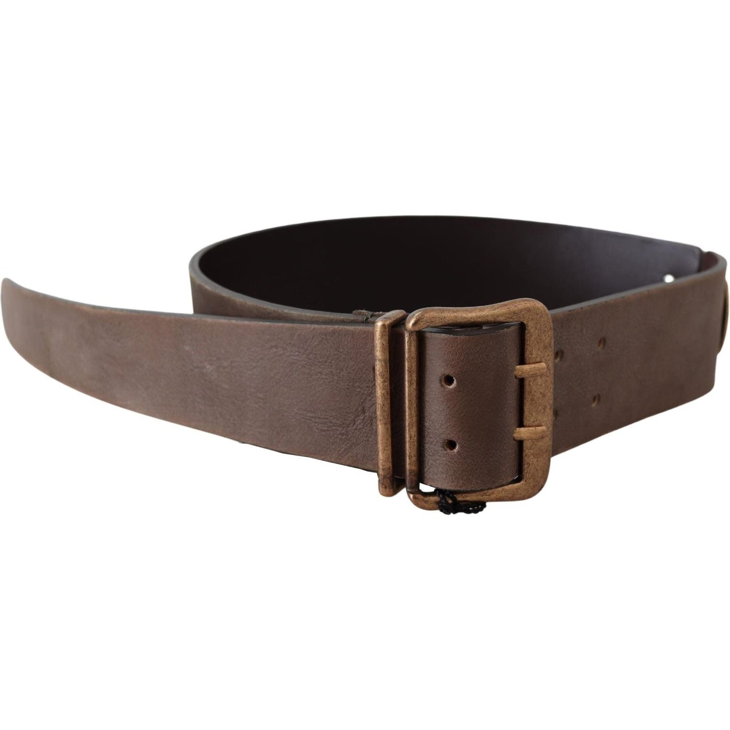 Ermanno Scervino Brown Leather Wide Bronze Buckle Waist Belt Ermanno Scervino