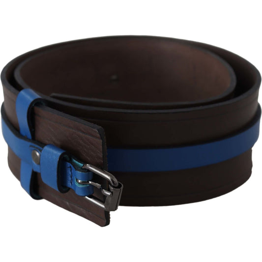 Costume National Brown Thin Blue Line Leather Buckle Belt Costume National