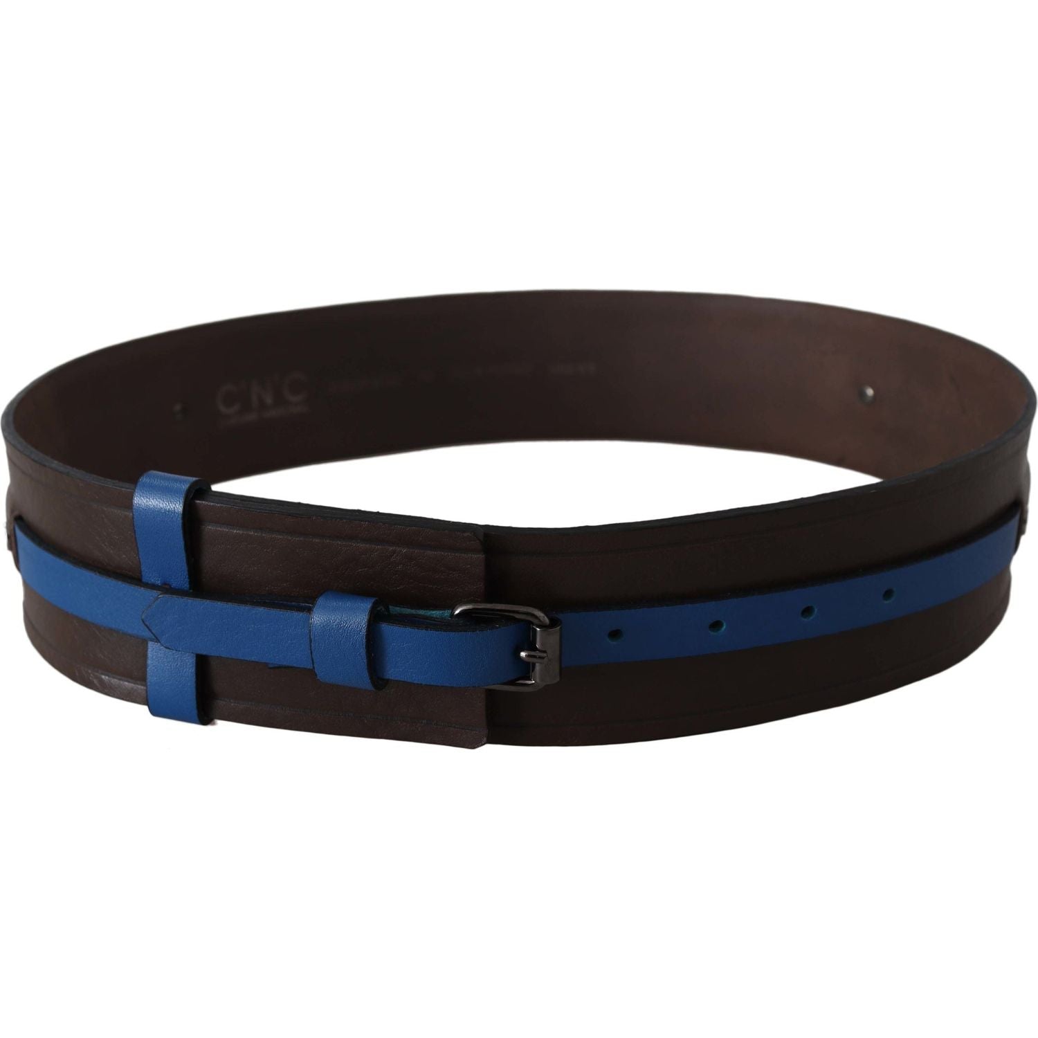 Costume National Brown Thin Blue Line Leather Buckle Belt