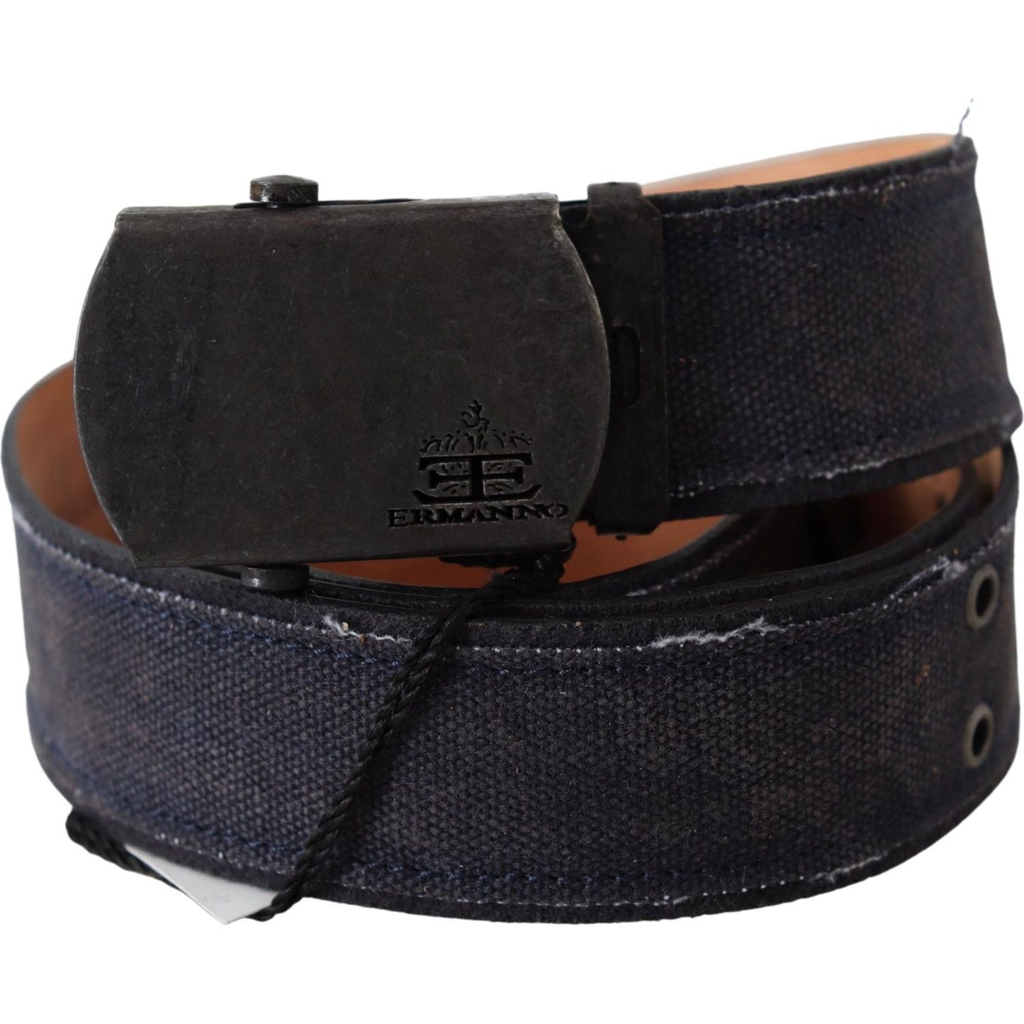 Ermanno Scervino Blue Leather Ratchet Buckle Belt Ermanno Scervino