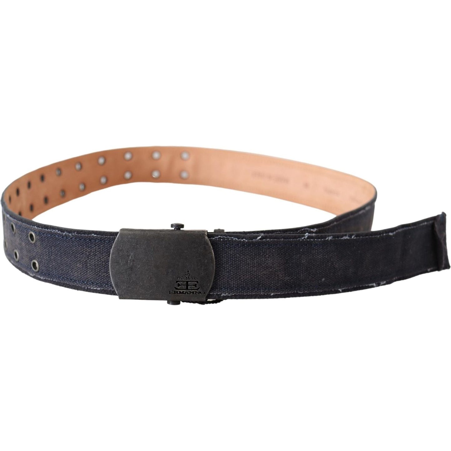 Ermanno Scervino Blue Leather Ratchet Buckle Belt Ermanno Scervino