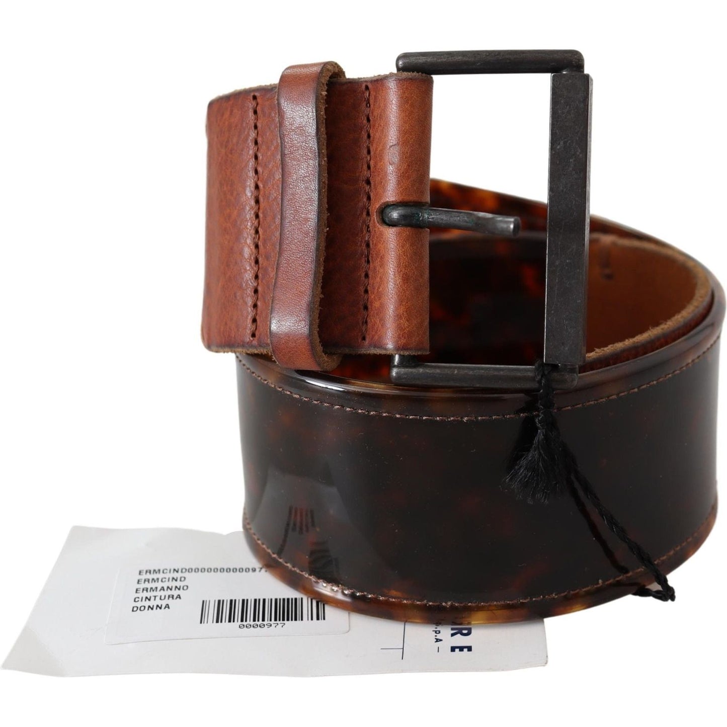 Ermanno Scervino Dark Brown Leather Wide Buckle Belt Ermanno Scervino