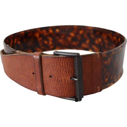 Ermanno Scervino Dark Brown Leather Wide Buckle Belt Ermanno Scervino