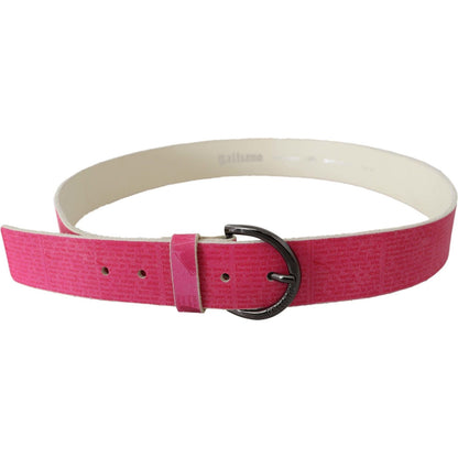 John Galliano Pink Leather Letter Logo Design Round Buckle Belt John Galliano