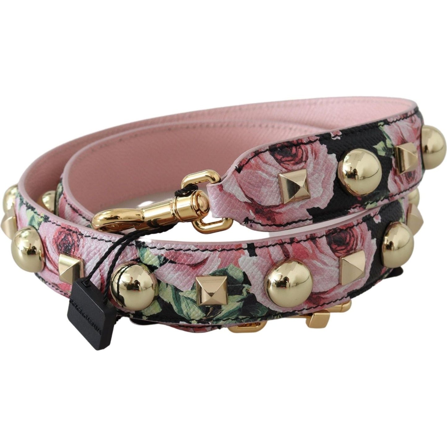 Dolce & Gabbana Pink Floral Gold Studs Bag Accessory Shoulder Strap Dolce & Gabbana