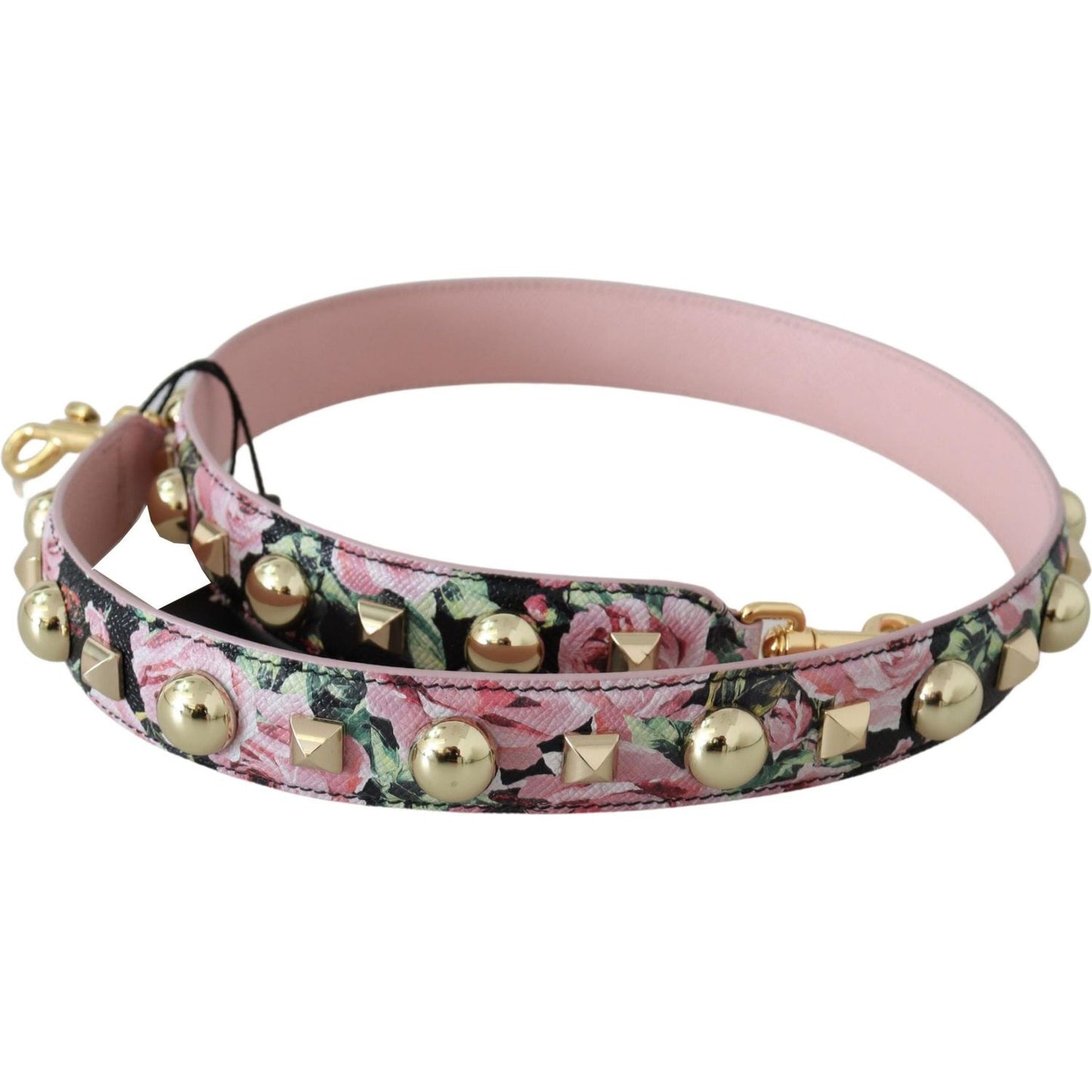 Dolce & Gabbana Pink Floral Gold Studs Bag Accessory Shoulder Strap Dolce & Gabbana