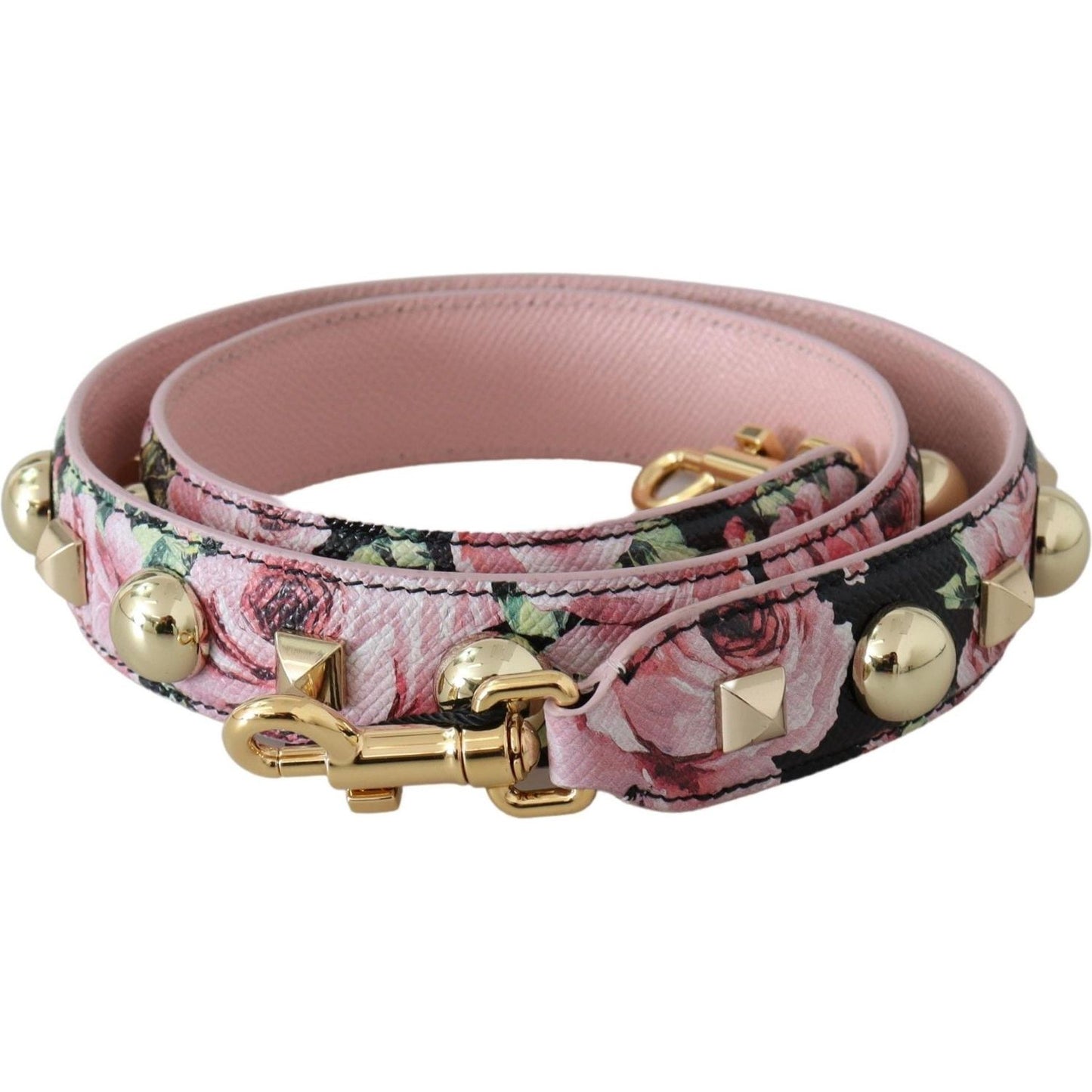 Dolce & Gabbana Pink Floral Gold Studs Bag Accessory Shoulder Strap Dolce & Gabbana