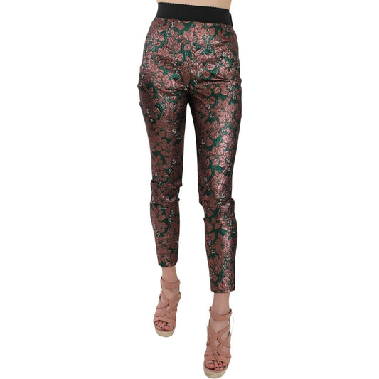 Dolce & Gabbana Multicolor Iridescent Brocade Jacquard Trousers Crop Pants Dolce & Gabbana