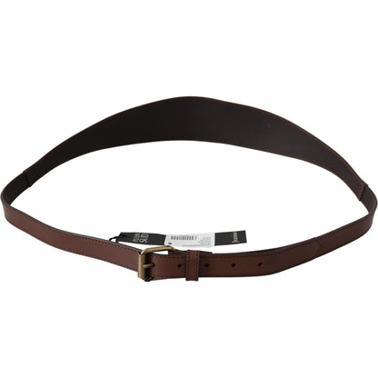 PLEIN SUD Brown Wide Leather Rustic Gold Metal Buckle Dark PLEIN SUD