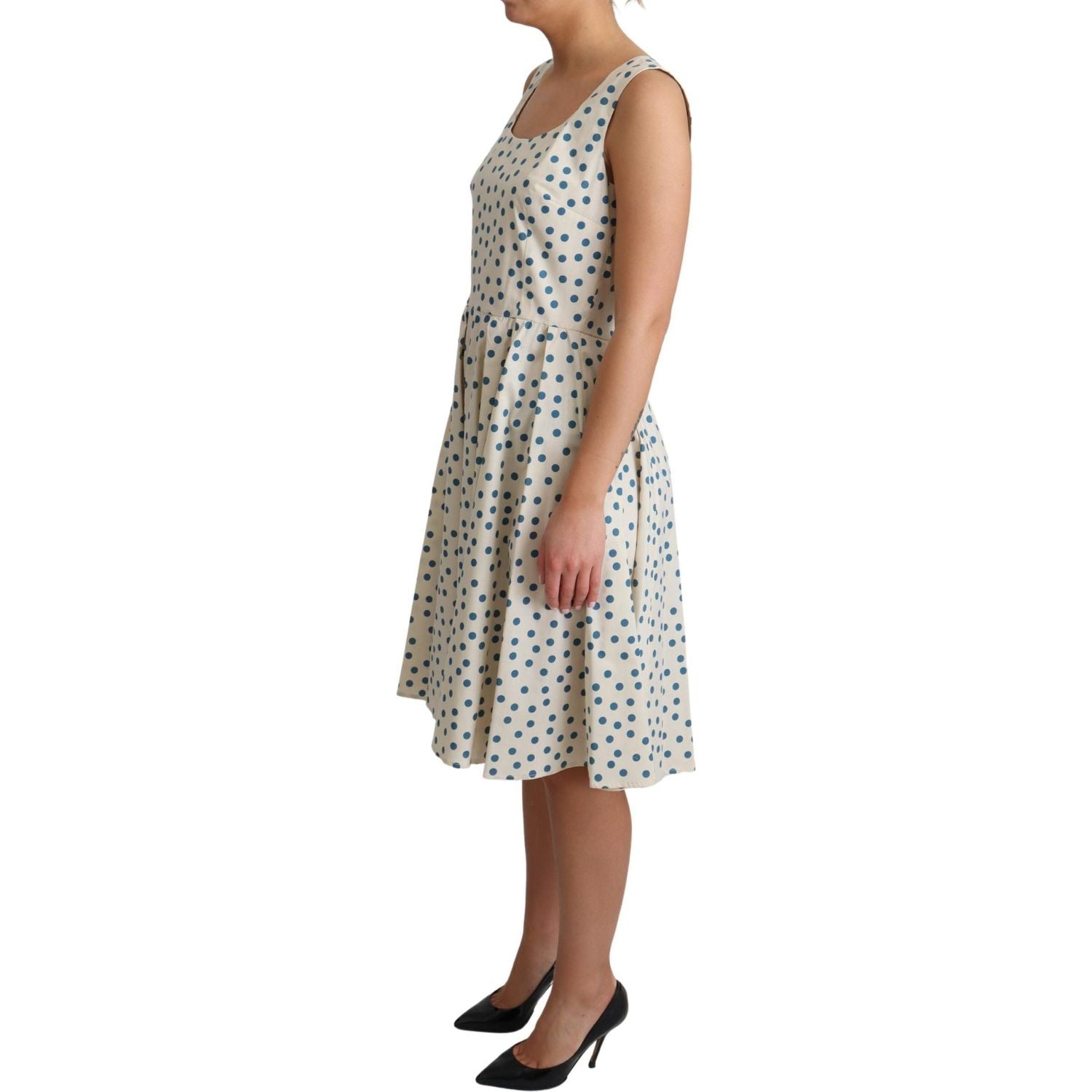 Dolce & Gabbana Beige Dotted Cotton A-Line Gown Dress