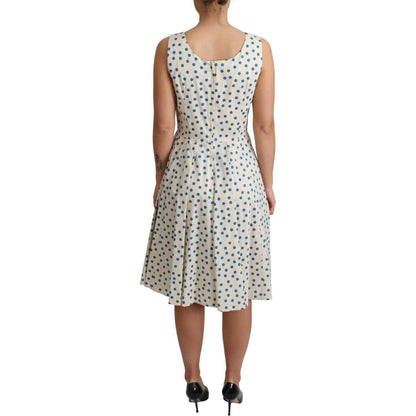 Dolce & Gabbana Beige Dotted Cotton A-Line Gown Dress Dolce & Gabbana