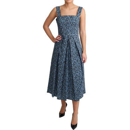 Dolce & Gabbana Blue Heart Cotton A-Line Stretch Dress Dolce & Gabbana