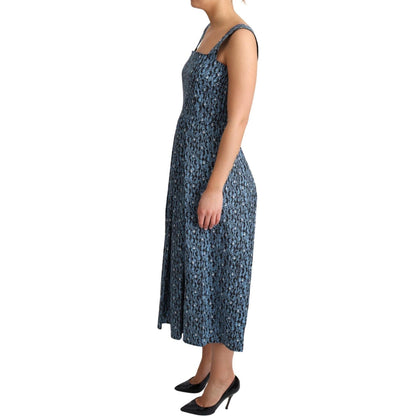 Dolce & Gabbana Blue Heart Cotton A-Line Stretch Dress Dolce & Gabbana