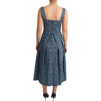 Dolce & Gabbana Blue Heart Cotton A-Line Stretch Dress Dolce & Gabbana