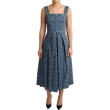Dolce & Gabbana Blue Heart Cotton A-Line Stretch Dress Dolce & Gabbana