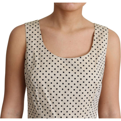 Dolce & Gabbana Beige Polka Dotted Cotton A-Line Dress Dolce & Gabbana