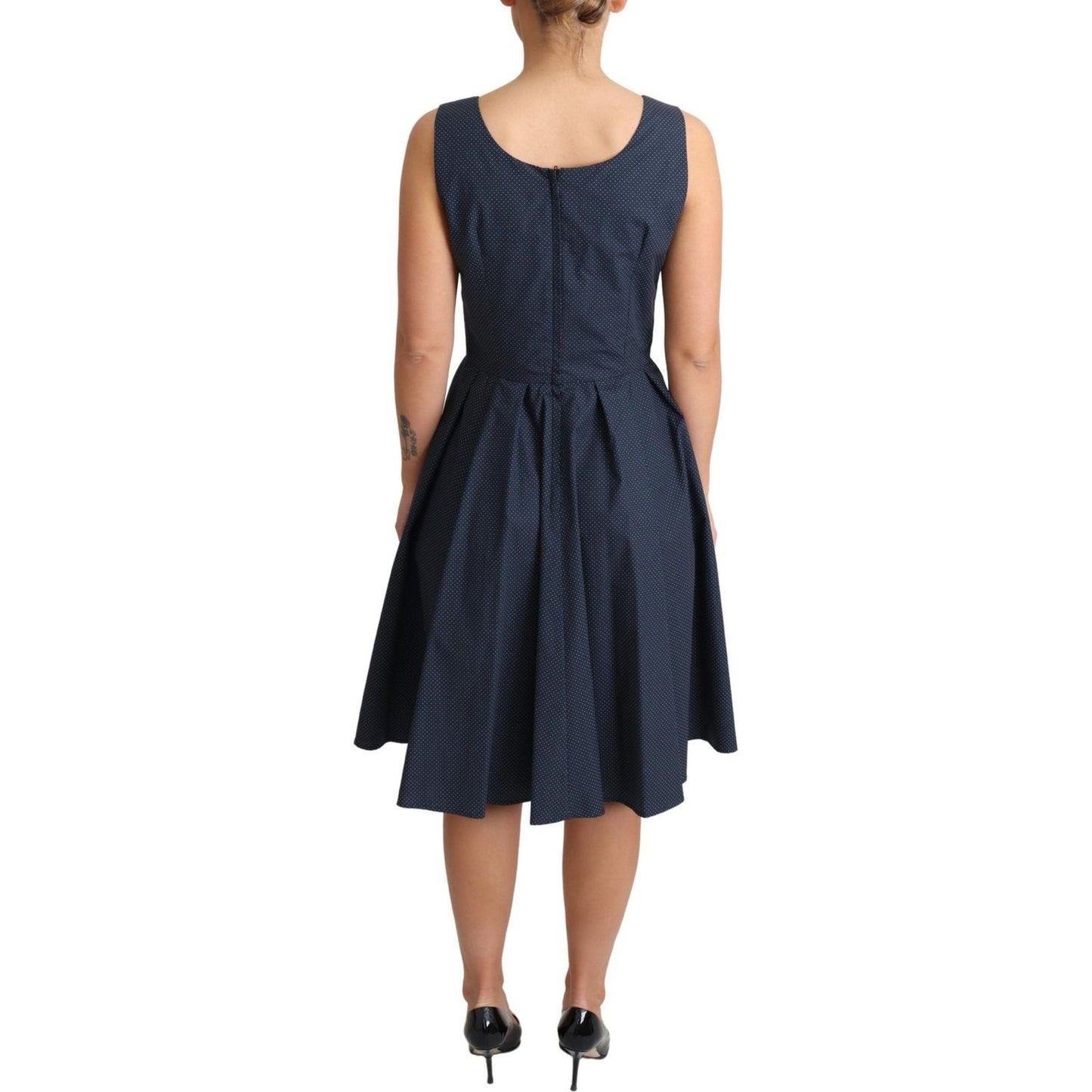 Dolce & Gabbana Blue Polka Dotted Cotton A-Line Dress Dolce & Gabbana