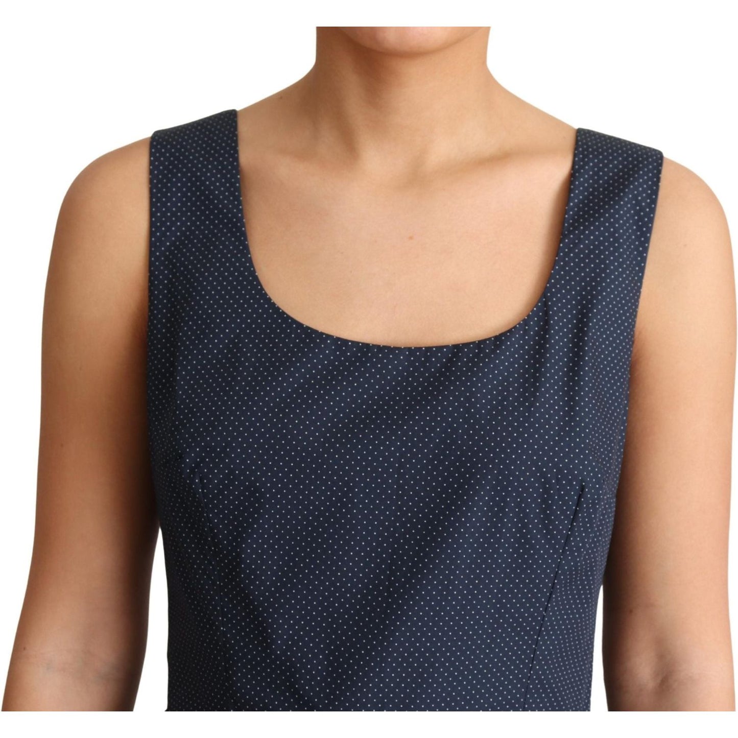 Dolce & Gabbana Blue Polka Dotted Cotton A-Line Dress Dolce & Gabbana
