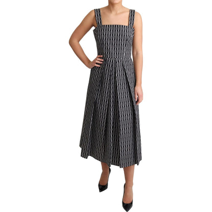 Dolce & Gabbana Black White Pattern Cotton A-Line Dress Dolce & Gabbana