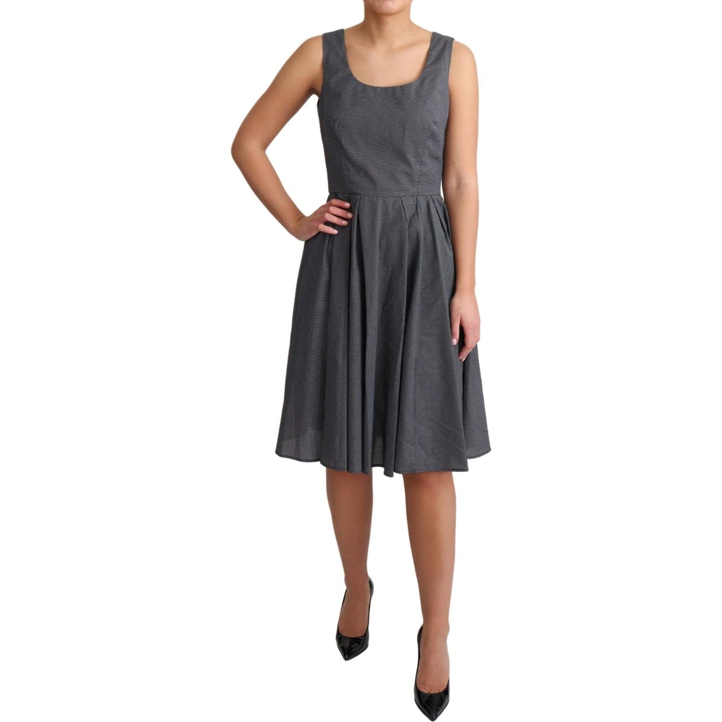 Dolce & Gabbana Black Polka Dotted Cotton A-Line Dress Dolce & Gabbana