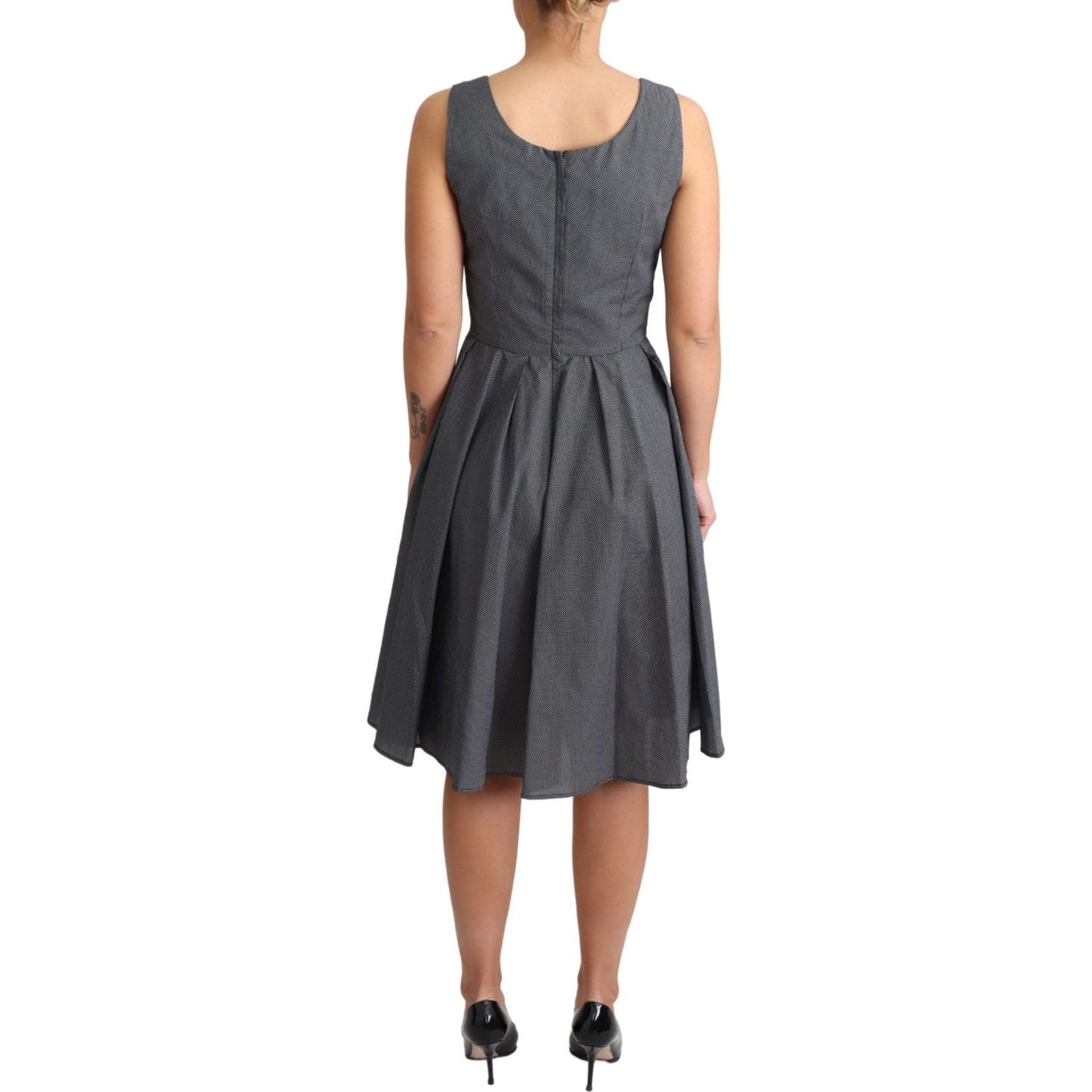 Dolce & Gabbana Black Polka Dotted Cotton A-Line Dress Dolce & Gabbana