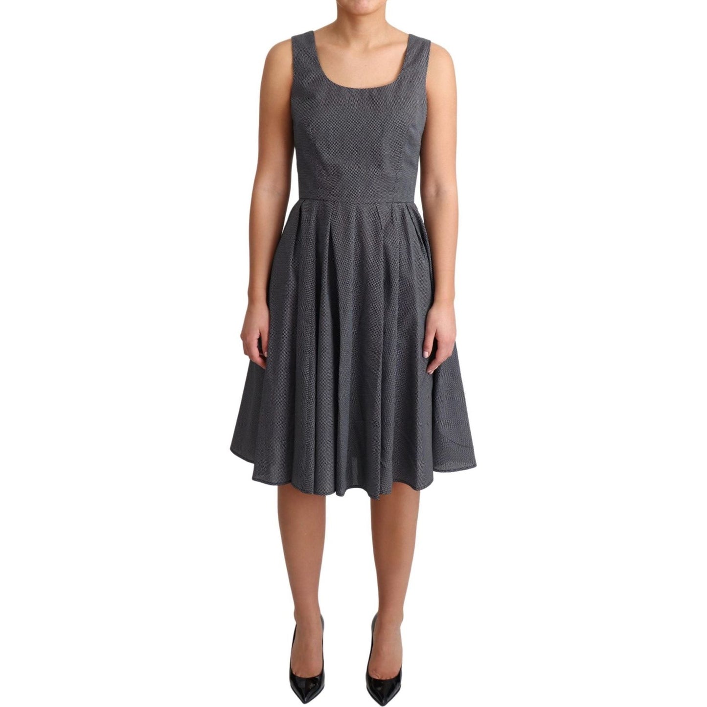 Dolce & Gabbana Black Polka Dotted Cotton A-Line Dress Dolce & Gabbana