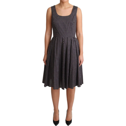Dolce & Gabbana Black Floral Cotton A-Line Stretch Dress Dolce & Gabbana