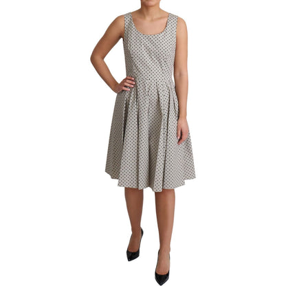 Dolce & Gabbana Beige Polka Dotted Cotton A-Line Dress Dolce & Gabbana