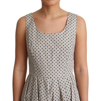 Dolce & Gabbana Beige Polka Dotted Cotton A-Line Dress Dolce & Gabbana
