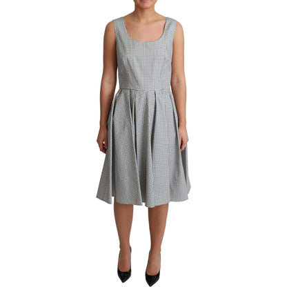 Dolce & Gabbana Gray Polka Dotted Cotton A-Line Dress Dolce & Gabbana