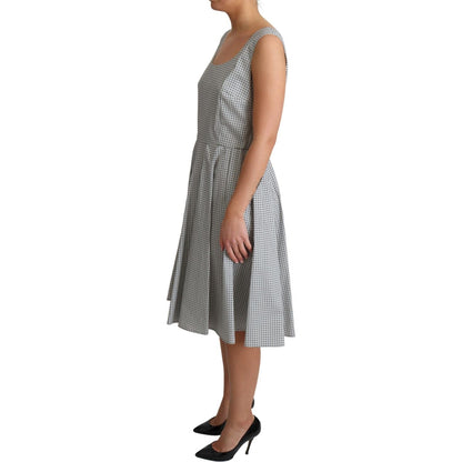 Dolce & Gabbana Gray Polka Dotted Cotton A-Line Dress Dolce & Gabbana
