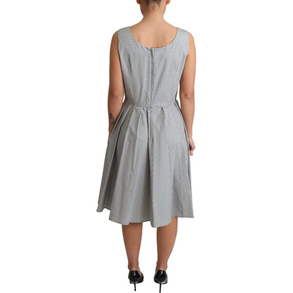 Dolce & Gabbana Gray Polka Dotted Cotton A-Line Dress Dolce & Gabbana