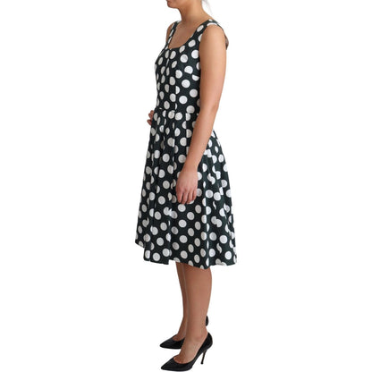 Dolce & Gabbana Green Polka Dotted Cotton A-Line Dress Dolce & Gabbana