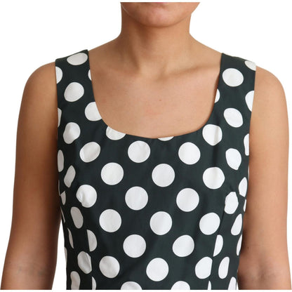 Dolce & Gabbana Green Polka Dotted Cotton A-Line Dress Dolce & Gabbana