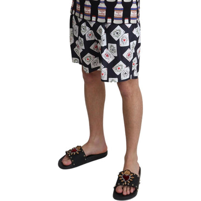 Dolce & Gabbana Black Card Deck Print Beachwear Swimshorts Dolce & Gabbana