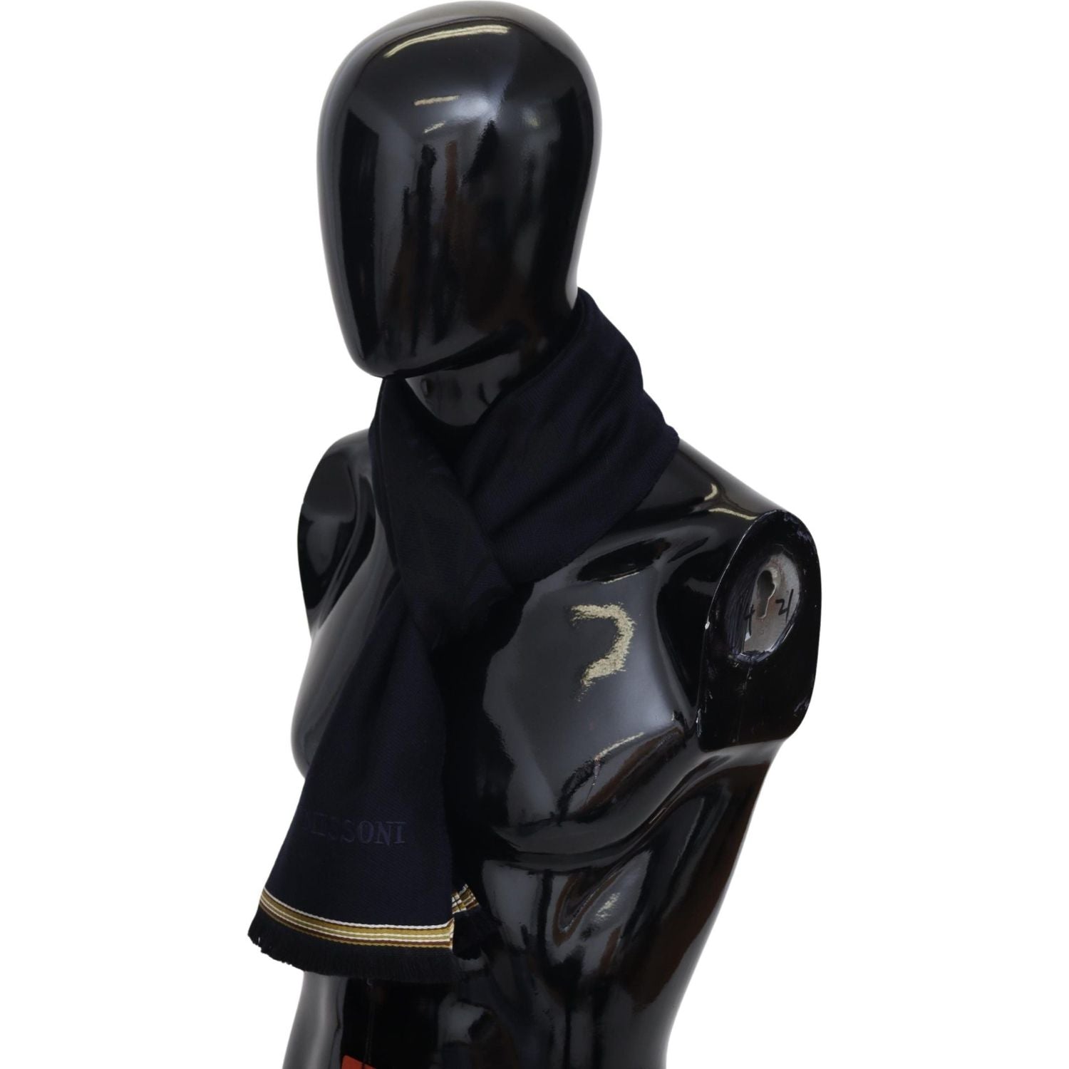 Missoni Black 100% Wool Unisex Neck Wrap Fringes Scarf